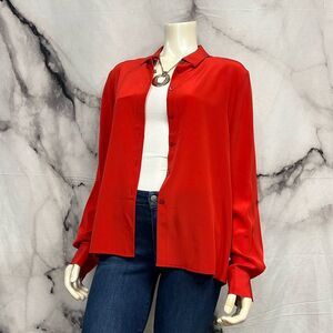 Iris & Ink red blouse hundred percent silk